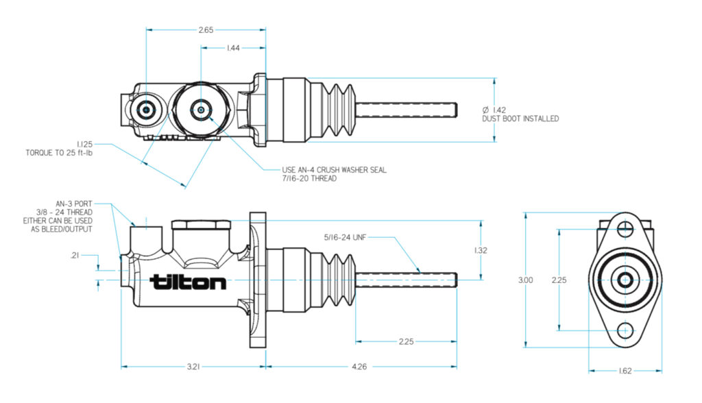 Tilton 76 Series Compact Master Cylinder 1 Bore Motorsport Parts tilton-76-series-compact-master-cylinder-1-bore-motorsport-parts