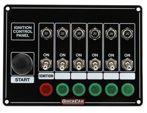 Quickcar Switch Panel - 6 Switches & 1 Button w/ Lights & Circuit Breakers 50-869